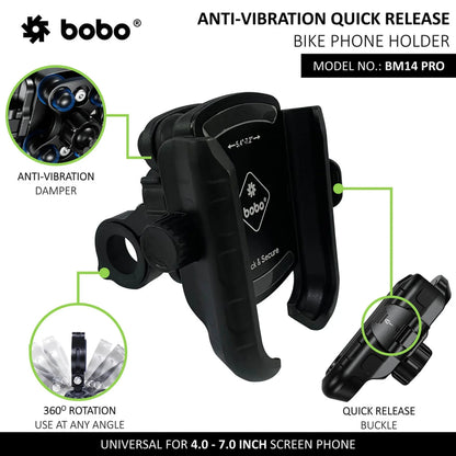 Bm14 Pro Quick Release With Vibration Controller Enhanced Bm4 Bike Mobile Holder