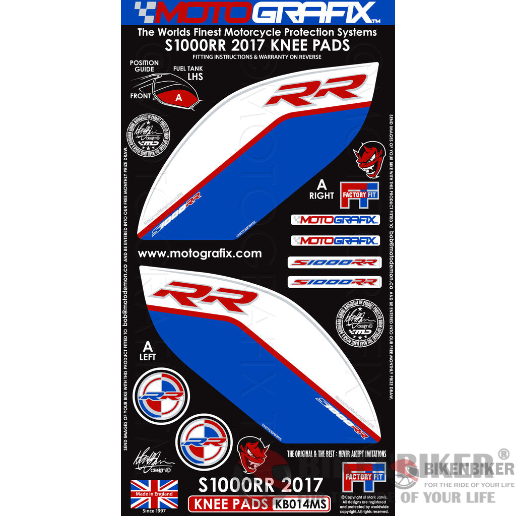 Bmw S1000Rr 2017 2018 Motorcycle Tank / Knee Section Paint Protector Kb014Ms - Motografix