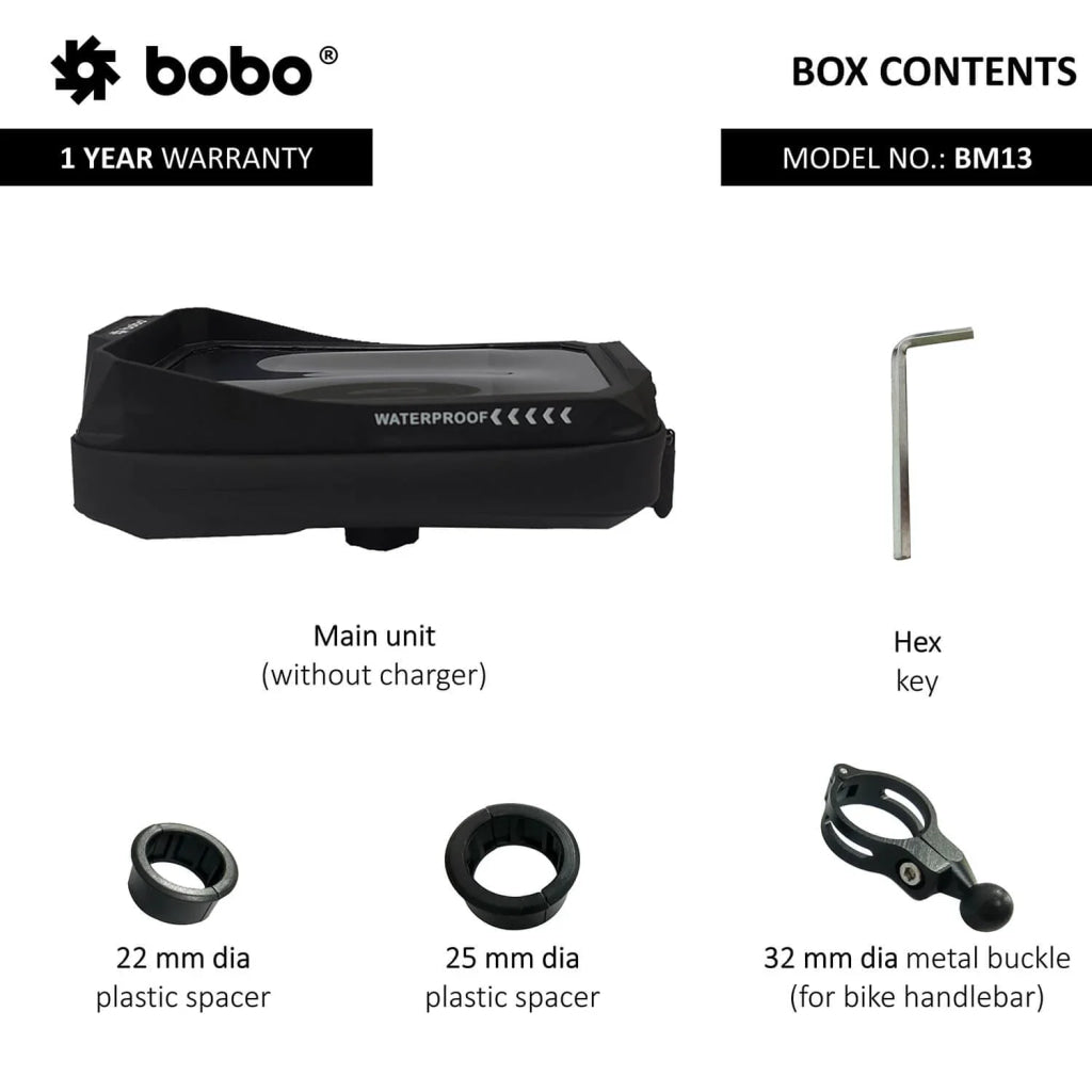 Bobo Bm13 Waterproof Zip Box Bike / Cycle Phone Holder Motorcycle Mobile Mount