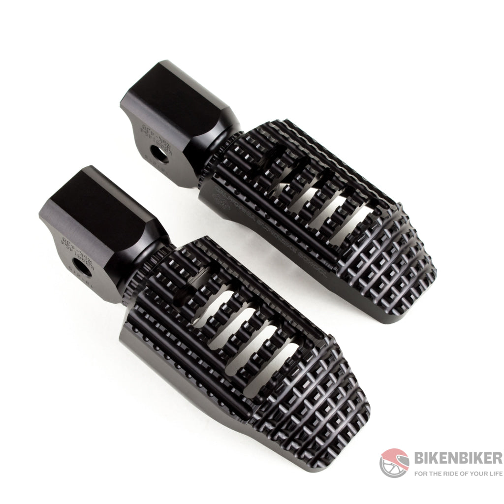 California Footpeg Set - Rider Gilles Tooling Black Footpegs