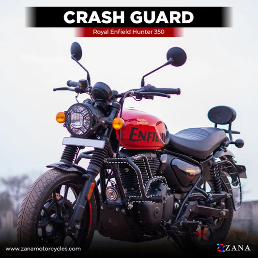 Crash Guard With Slider Black For Royal Enfield Hunter 350 -Zana