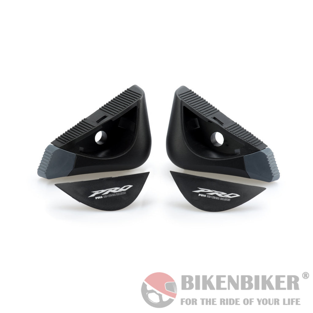 Crash Pads Pro Spares For All Motorcycles-Puig Set Of Nylon Caps + With Logo End Tips C/Black