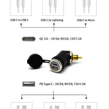 Din (Hella) To 36W Pd Usb-C + Qc 3.0 (Angled) Electricals