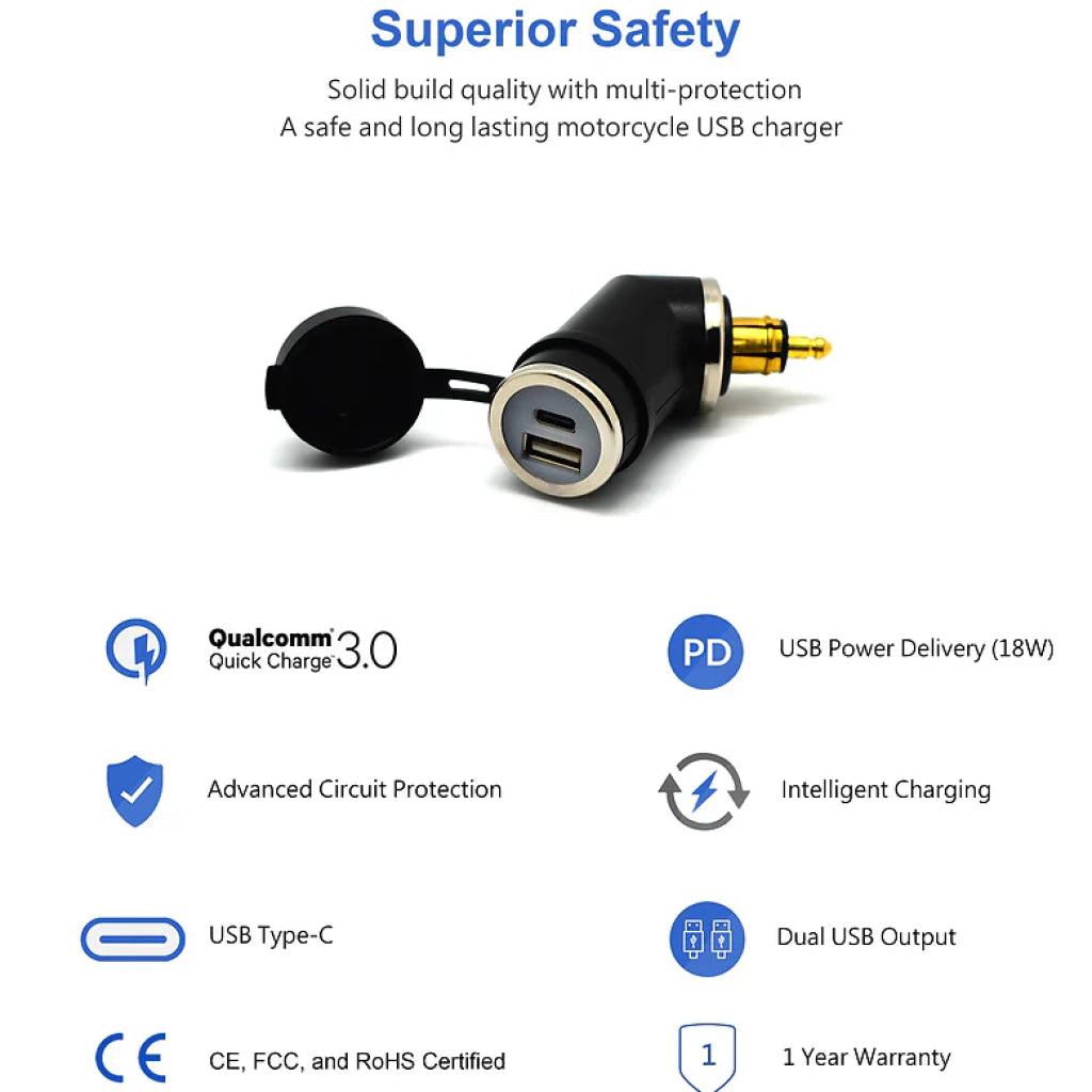 Din (Hella) To 36W Pd Usb-C + Qc 3.0 (Angled) Electricals