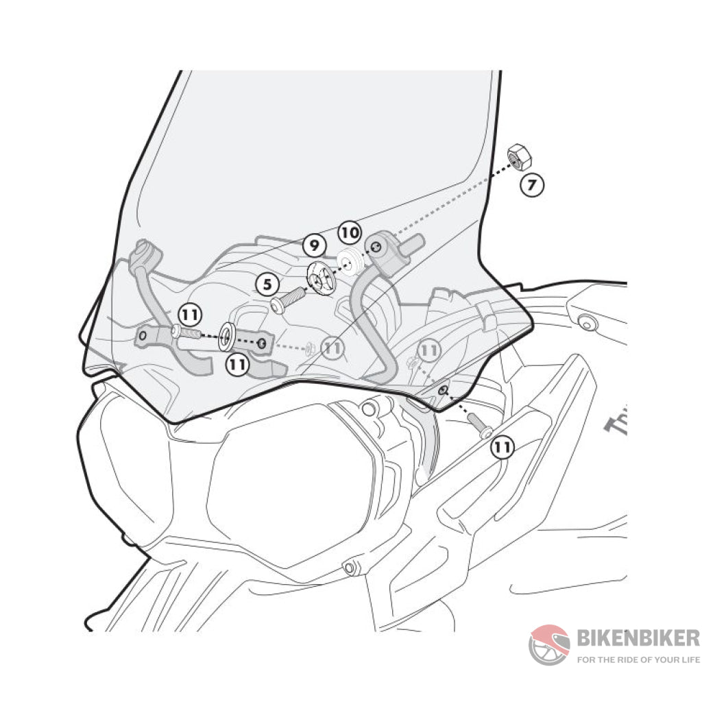 Givi D6401Kit Windshield Fit Kit Triumph Tiger 800 / Xc Xr Windscreen