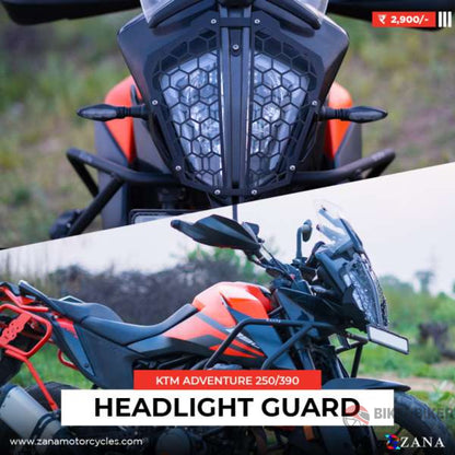 Head Light Grill Hexagonal Black Stainless Steel Ktm Adventure 390 - Zana Headlight Accessories