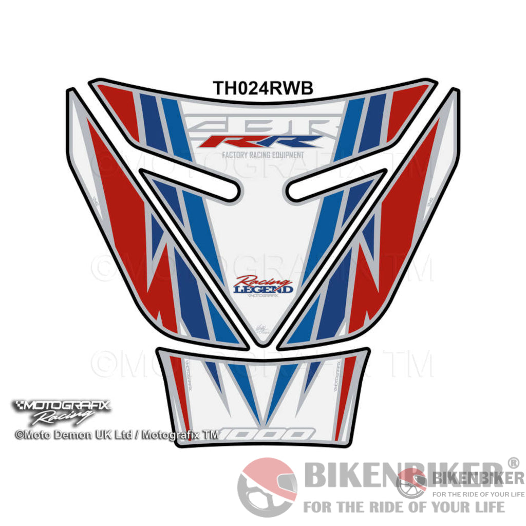 Honda Cbr1000Rr Fireblade 2008 - 2016 White Motorcycle Tank Pad Protector Th024Rwb - Motografix