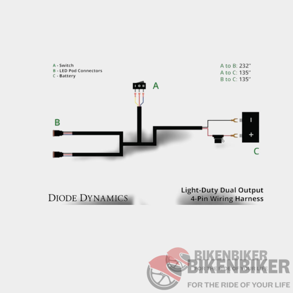 Light Duty Dual Output 4-Pin Wiring Harness - Diode Dynamics Wiring Harness Kit