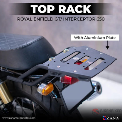 New Top Rack With Aluminium Plate And Compatible Pillion Backrest For Gt & Interceptor 650- Zana