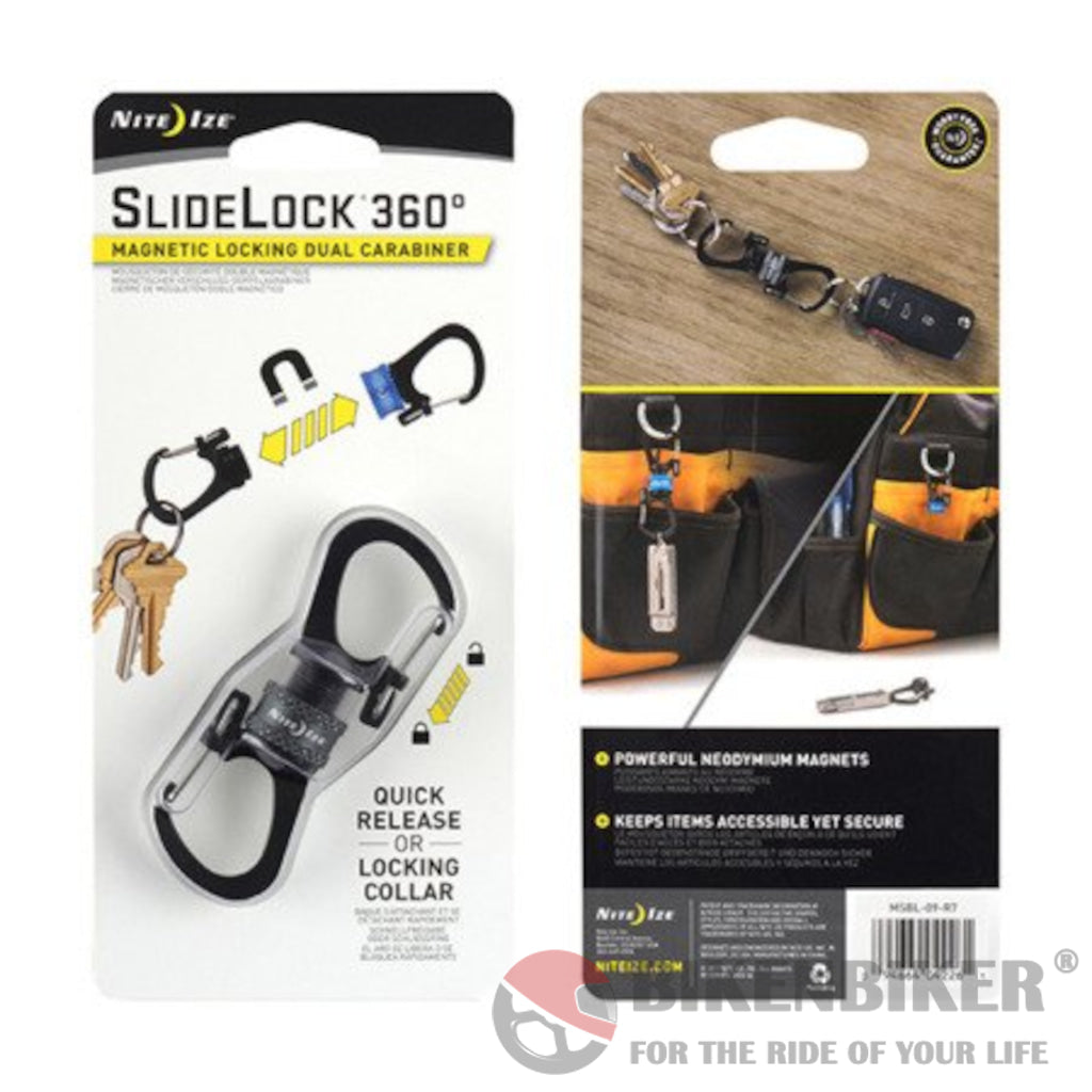 Slidelock® 360° Magnetic Locking Dual Carabiner - Nite Ize Charcoal Tools