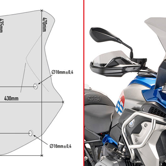 Specific Windscreen Smoked For Bmw R1200Gs/Adventure 2016 + / R1250Gs/ Adventure - Givi Windscreen