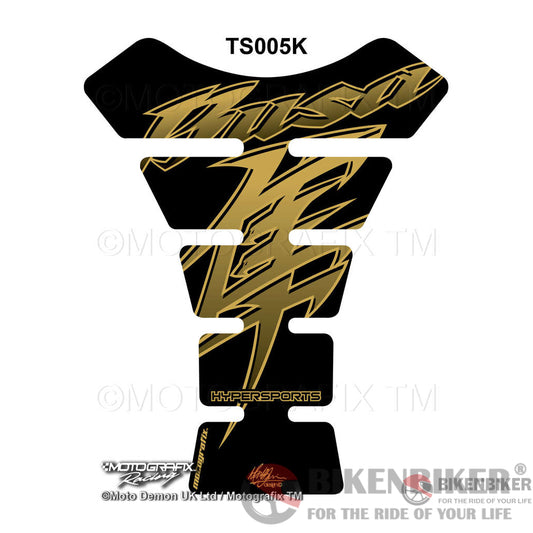 Suzuki Gsx1300R Hayabusa Black / Gold Motorcycle Tank Pad Protector Motografix 3D Gel Ts005K -