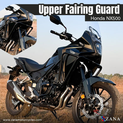 Upper Fairing Guard And Lower Engine For Honda Nx500 (With Slider Black Mild Steel) - Pre-Booking