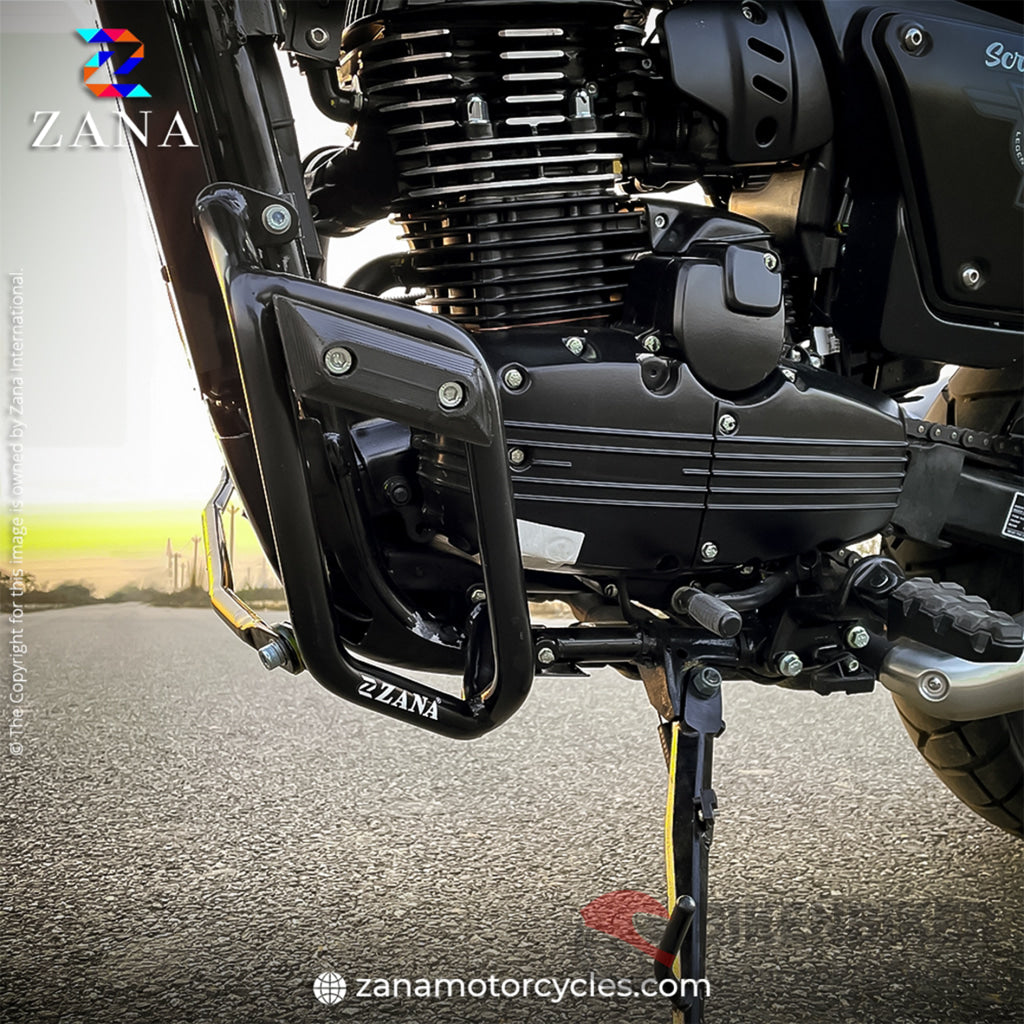 Yezdi Scrambler Leg Guard With Slider - Zana Crash Bar